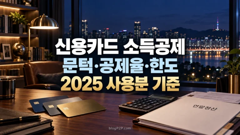 신용카드 소득공제 문턱 공제율 한도를 안내하는 고급 네이비 금융 서재