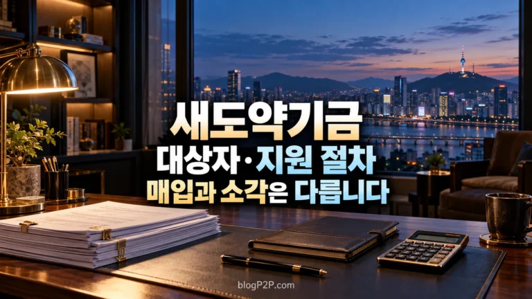 새도약기금 대상자와 지원 절차를 설명하는 고급 네이비 금융 서재