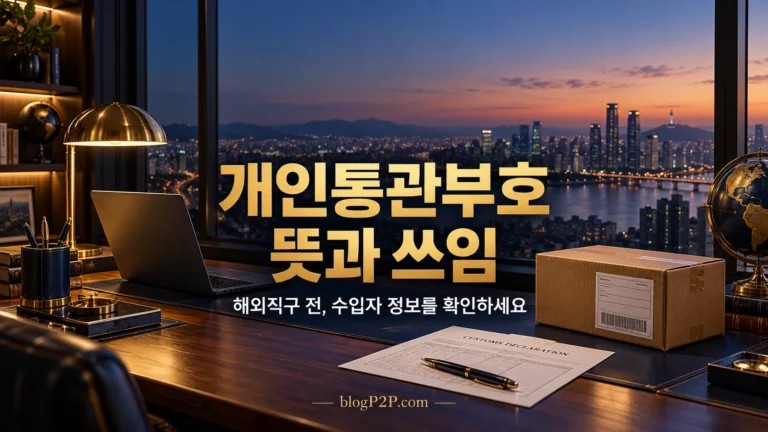 개인통관부호 뜻과 쓰임을 안내하는 고급 네이비 서재와 해외직구 소품