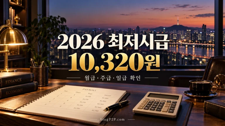 2026년 최저시급10320원과 일급 주급 월급 기준을 안내하는 네이비 금융 서재