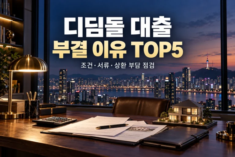 디딤돌 대출 부결 이유 핵심 문구가 있는 고급 금융 서재