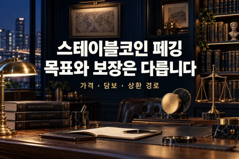 스테이블코인 페깅의 목표와 가격·담보·상환 경로를 구분하는 네이비 금융 서재