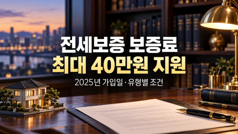 2025년 전세보증 보증료 최대 40만원 지원과 가입일·유형별 조건 안내