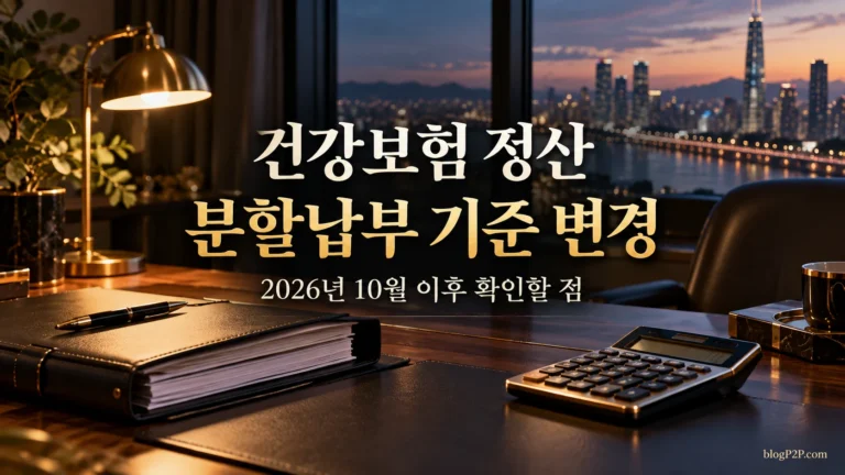 건강보험 정산보험료 분할납부 변경 기준을 안내하는 금융 서재