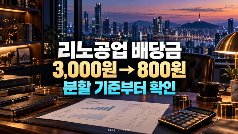 리노공업 배당금 3000원과800원의 주식분할 기준을 비교하는 금융 서재