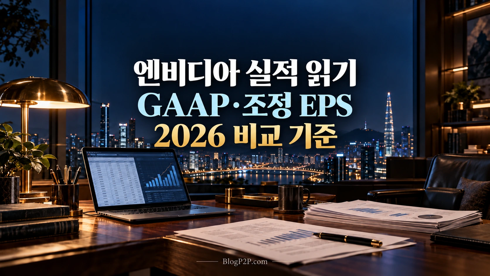 2026년 엔비디아 GAAP 조정 EPS 비교 기준을 안내하는 고급 금융 서재