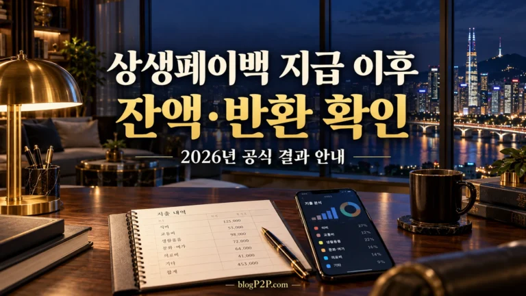 상생페이백 지급 이후 잔액과 반환 확인을 안내하는 금융 서재