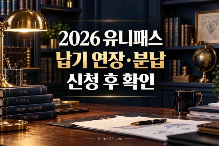 2026 유니패스 납기 연장 분납 신청 후 확인을 안내하는 금융 서재