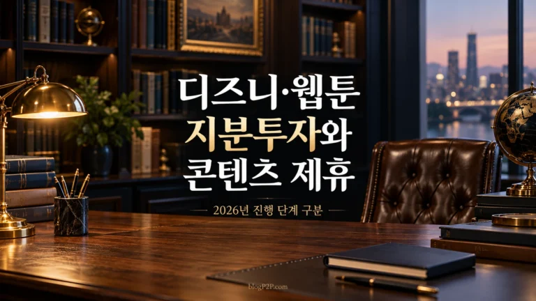 디즈니 웹툰 콘텐츠 제휴와 지분투자 진행 단계를 안내하는 금융 서재