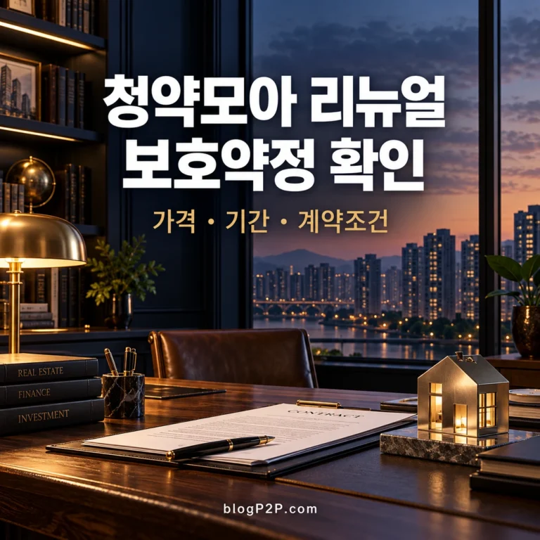 청약모아 리뉴얼과 보호약정의 가격 기간 계약조건 확인
