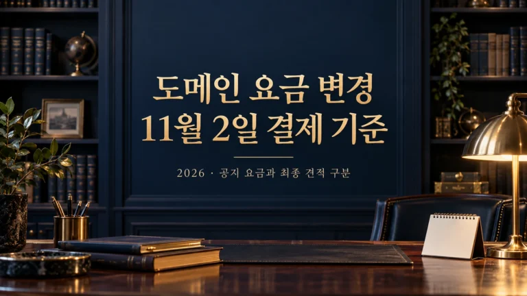 2026 도메인 요금 변경: 11월 2일 결제 기준과 최종 견적 구분