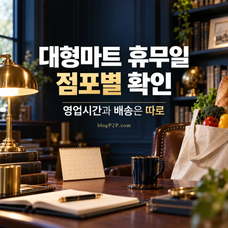 대형마트 휴무일과 점포별 영업시간 및 배송 조건을 확인하는 안내