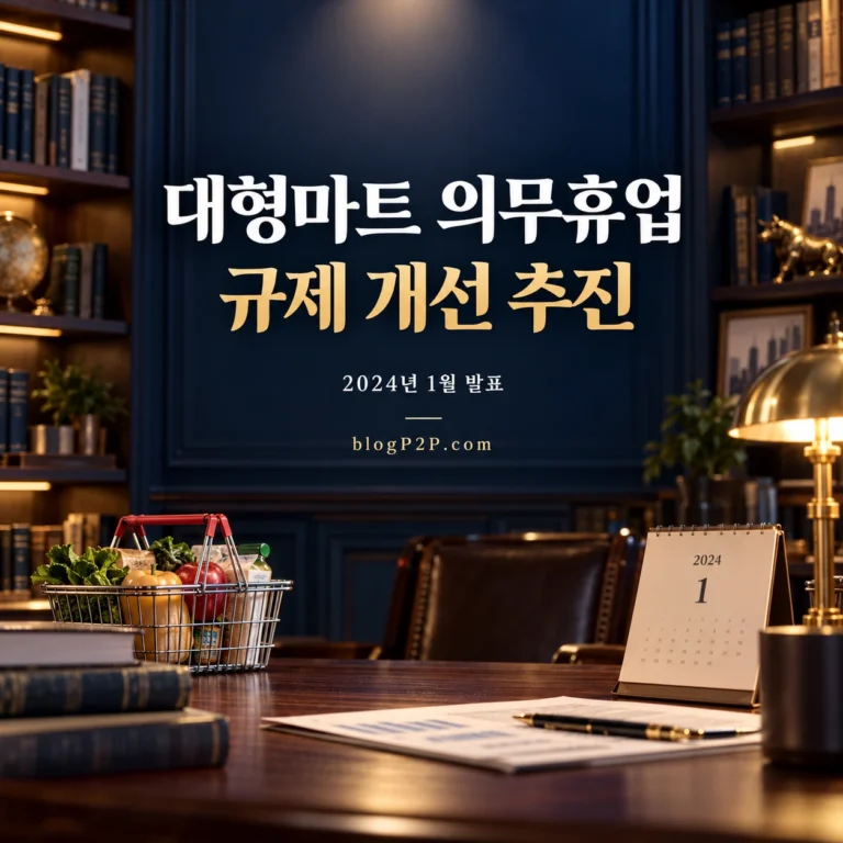 2024년 1월 대형마트 의무휴업 규제 개선 추진을 안내하는 금융 서재 이미지