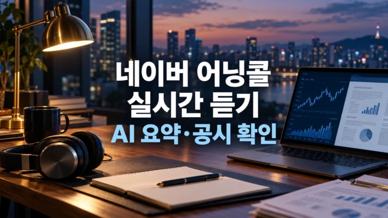네이버 어닝콜 실시간 듣기와 AI 요약 공시 확인을 안내하는 네이비 금융 서재