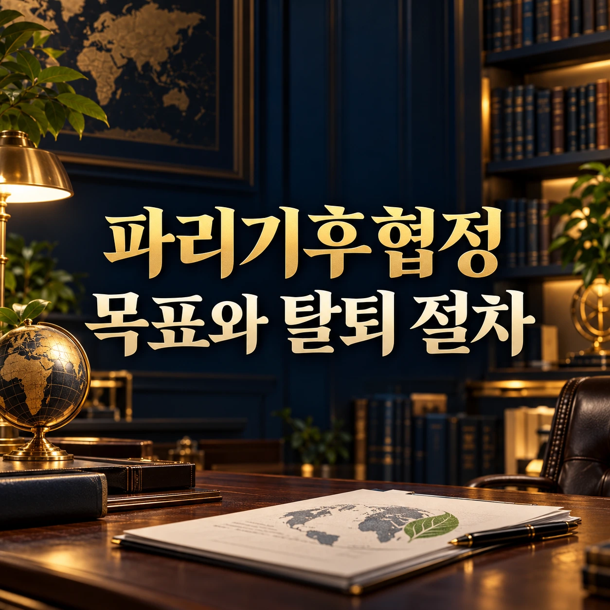 파리협정의 목표와 탈퇴 절차를 설명하는 금융 서재