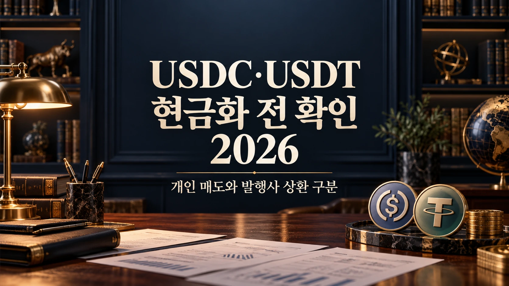2026 USDC·USDT 현금화 전 개인 매도와 발행사 상환을 구분하는 대표 이미지