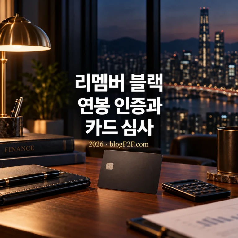 리멤버 블랙 연봉 인증과 카드 심사 안내를 보여주는 금융 서재